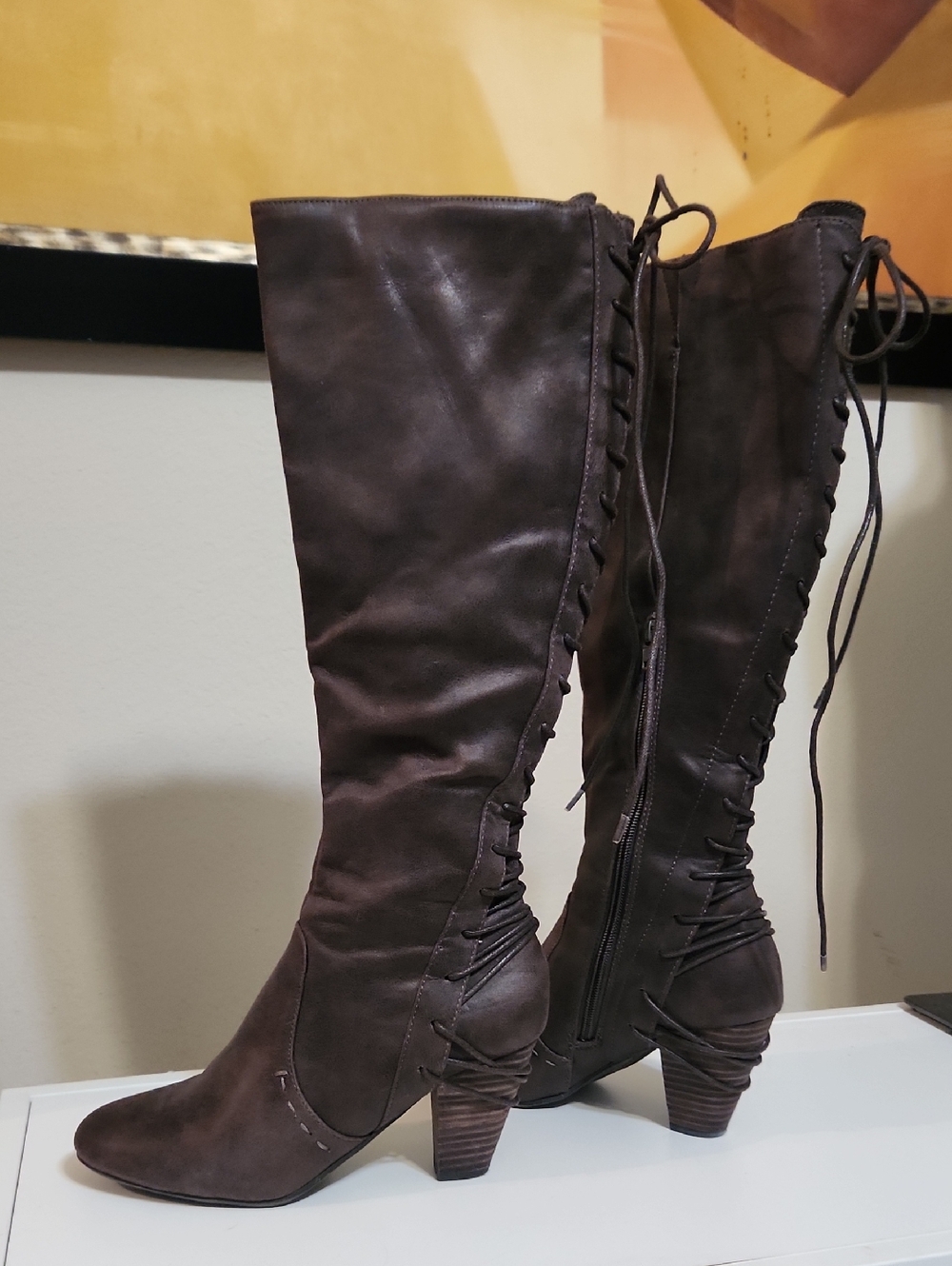 Report Dark Brown Over-the-Knee Lace-Up Boots